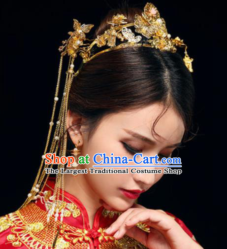 Chinese Traditional Wedding Hair Accessories Ancient Bride Hair Clips Hairpins Headdress for Women