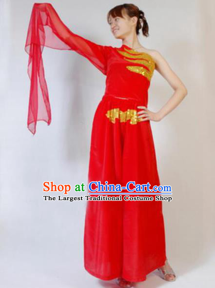 Chinese Traditional Folk Dance Costumes Yanko Dance Drum Dance Red Clothing for Women