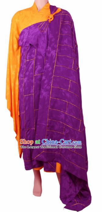 Chinese Traditional Buddhist Purple Cassock Buddhism Dharma Assembly Monks Costumes for Men