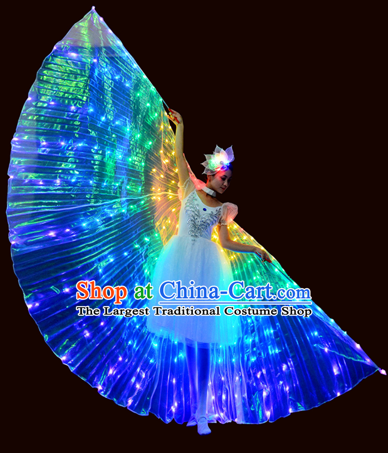 LED Lights Luminous Butterfly Dance Costumes and Headwear Complete Set