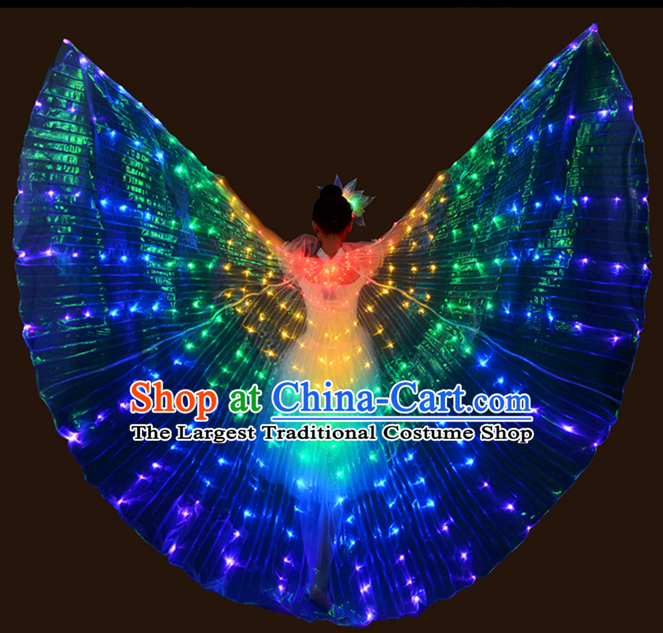 LED Lights Luminous Butterfly Dance Costumes and Headwear Complete Set