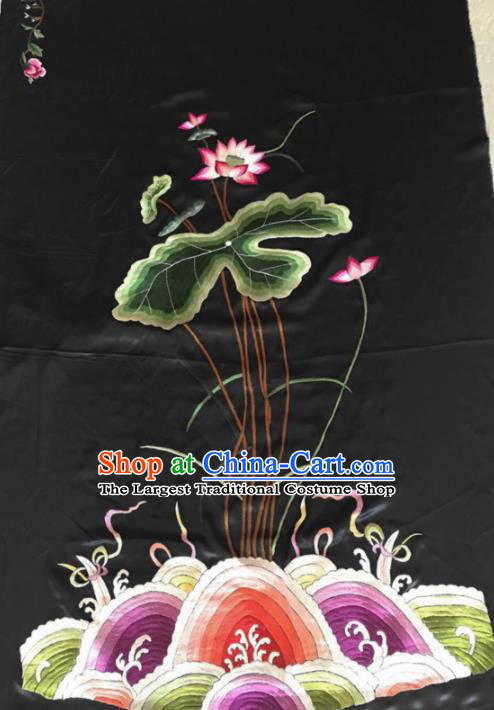 Chinese Traditional Embroidery Craft Embroidered Lotus Silk Patches Handmade Embroidering Accessories