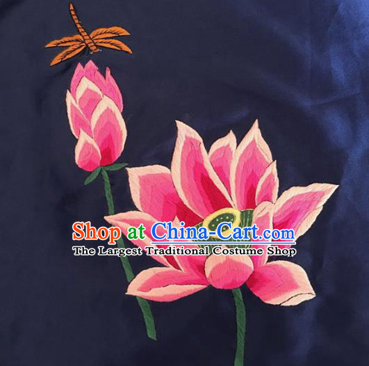 Chinese Traditional Embroidered Lotus Silk Patches Handmade Embroidery Craft