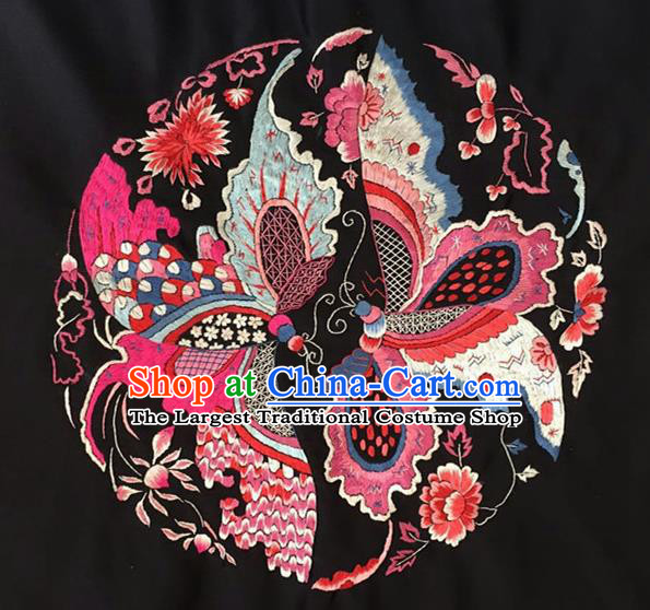 Asian Chinese Traditional Embroidered Butterfly Silk Patches Handmade Embroidery Craft