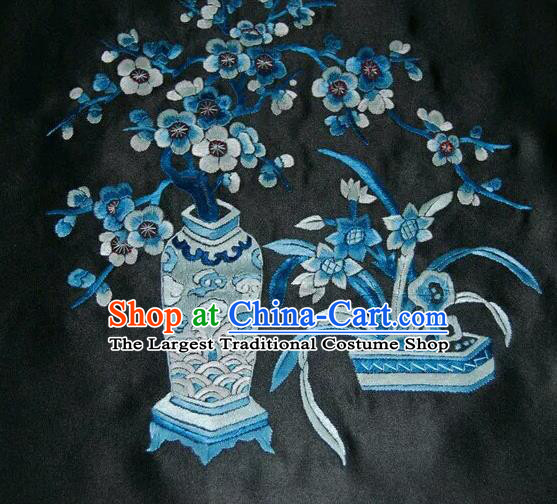 Asian Chinese Traditional Embroidered Plum Blossom Silk Patches Handmade Embroidery Craft