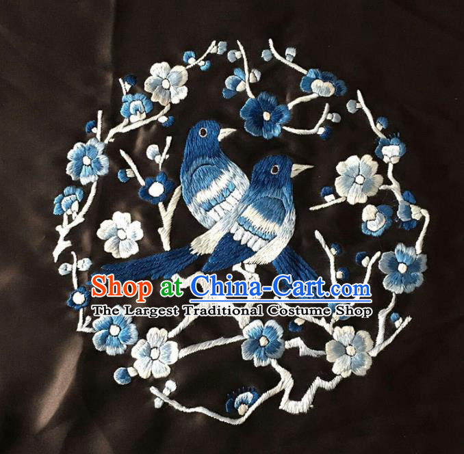 Chinese Traditional Embroidered Plum Blossom Cloth Patches Handmade Embroidery Craft Silk Fabric