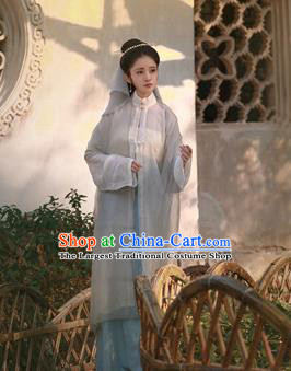 Traditional Chinese Ancient Taoist Nun Hanfu Dress Ming Dynasty Nobility Lady Silk Historical Costumes Complete Set