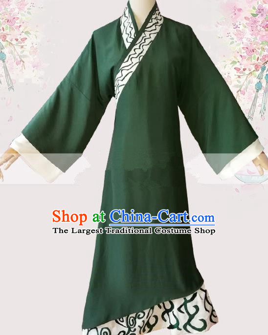 Professional Chinese Traditional Beijing Opera Deep Green Robe Ancient Scholar Costume for Men