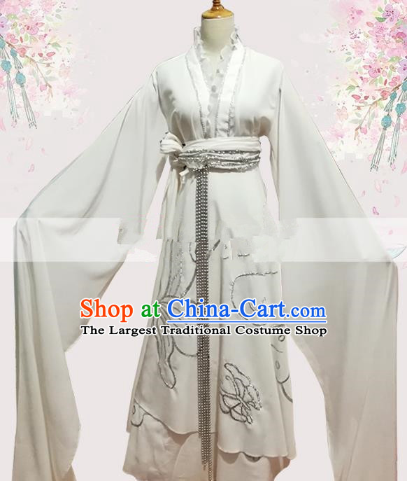 Professional Chinese Traditional Beijing Opera White Dress Ancient Widow Costume for Women