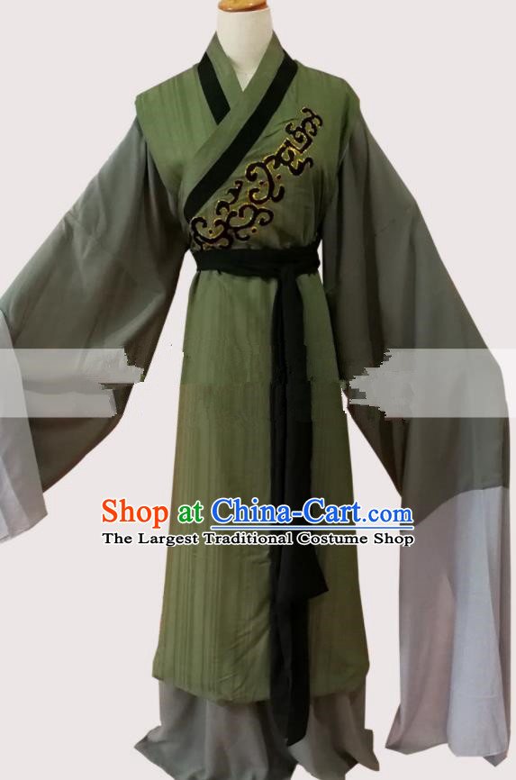 Professional Chinese Traditional Beijing Opera Old Male Olive Green Clothing Ancient Landlord Costume for Men