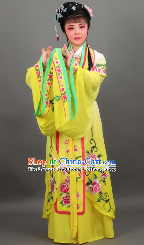 Chinese Traditional Peking Opera Diva Empress Yellow Dress Ancient Court Queen Costume for Women