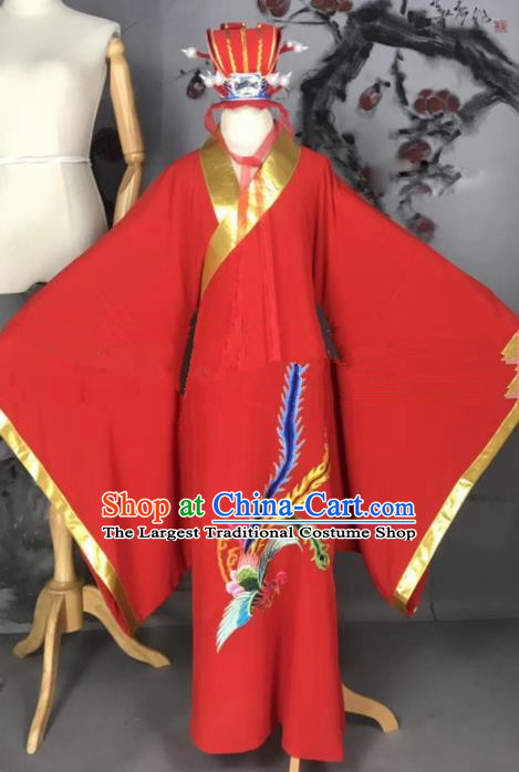 Professional Chinese Traditional Beijing Opera Niche Jiao Zhongqing Red Clothing Ancient Scholar Costume for Men