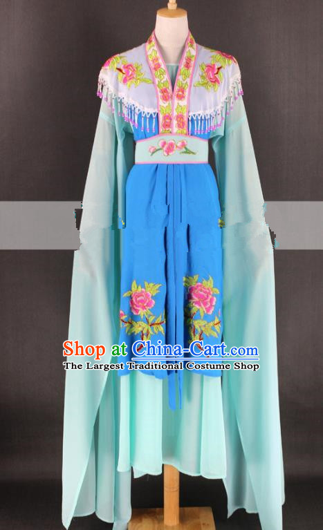 Chinese Traditional Peking Opera Rich Lady Blue Dress Ancient Royal Princess Costume for Women