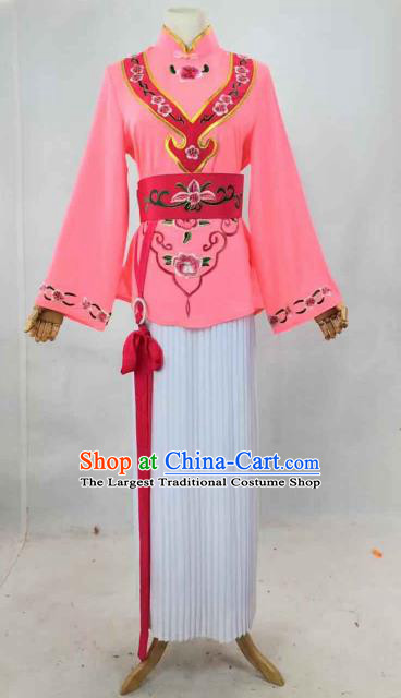 Chinese Traditional Peking Opera Actress Maidservant Pink Dress Ancient Country Lady Costume for Women