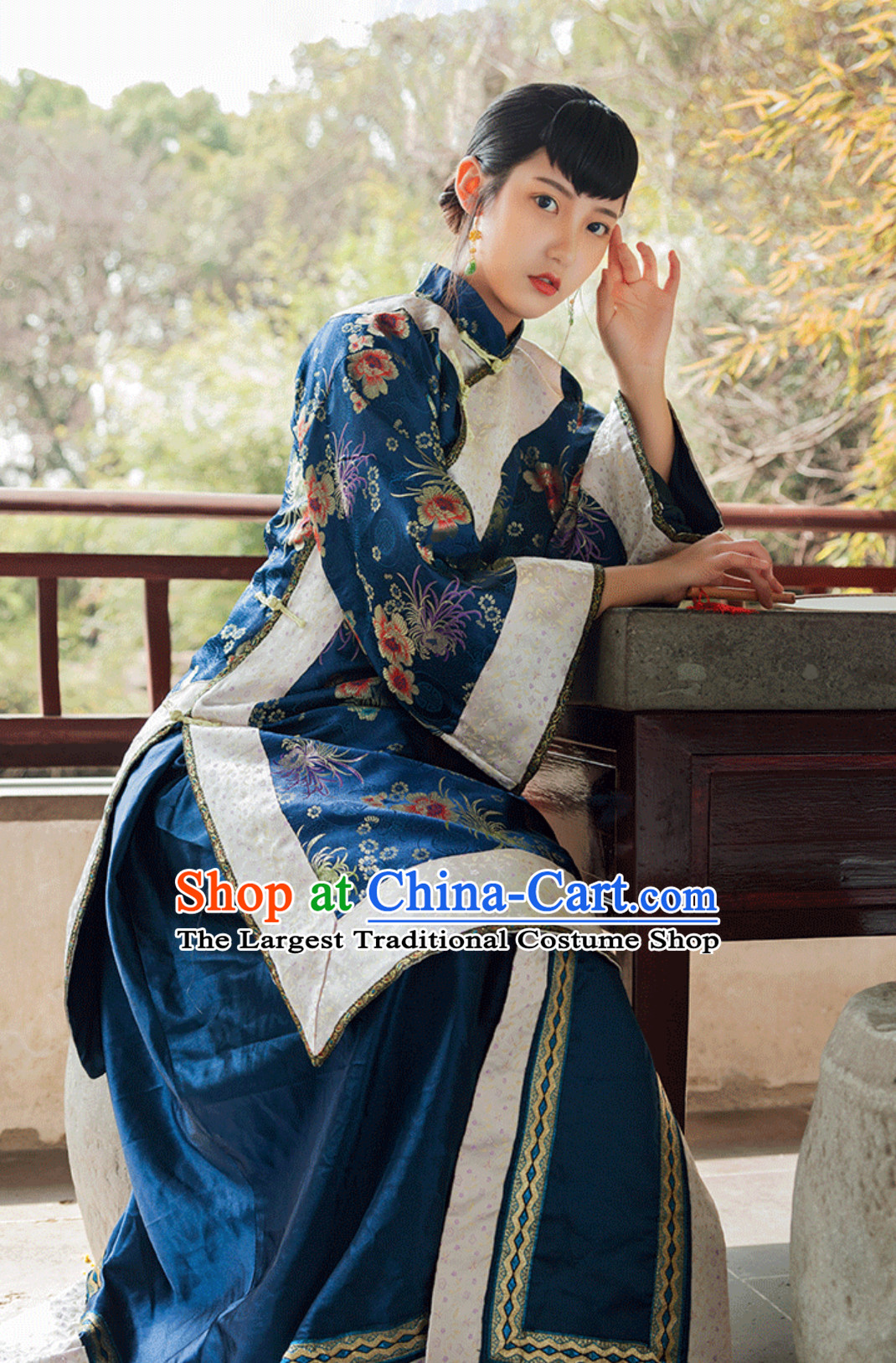 Qing Dynasty Chinese Yihetuan Time Qingdai Female Costume Full Set