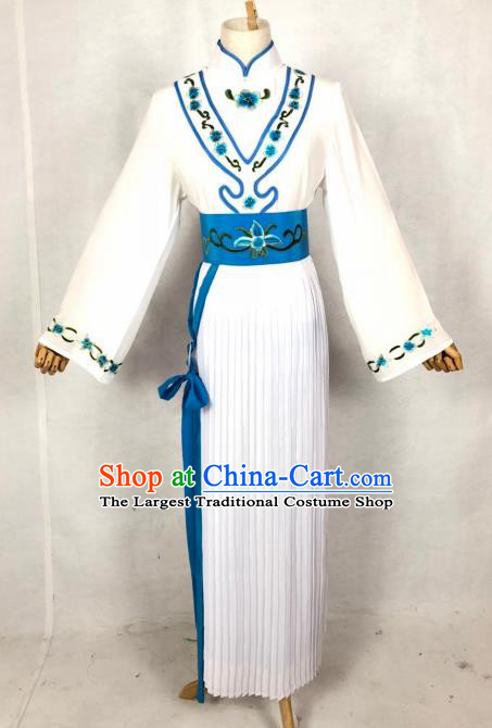 Chinese Traditional Peking Opera Servant Girl White Dress Ancient Maidservant Costume for Women