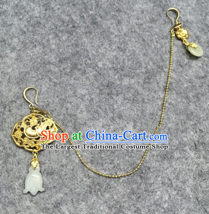 Chinese Traditional Hanfu Accessories Golden Brooch Ancient Qing Dynasty Queen Breastpin for Women