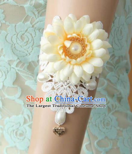 Top Grade Halloween Queen White Lace Armlet Fancy Ball Handmade Sunflower Bracelet for Women