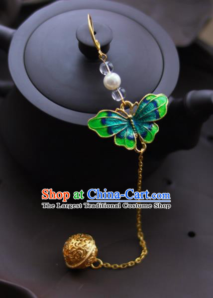 Chinese Traditional Hanfu Green Butterfly Brooch Pendant Ancient Cheongsam Breastpin Accessories for Women