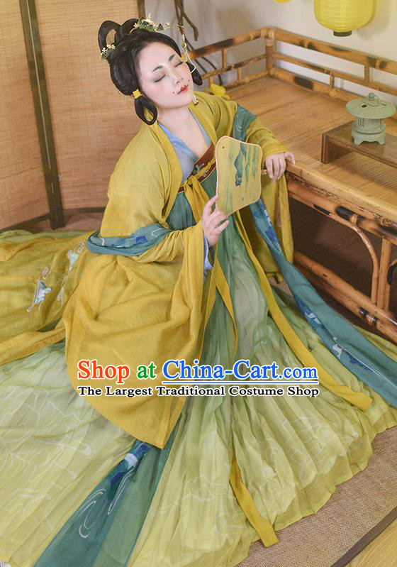Traditional Chinese Tang Dynasty Imperial Concubine Replica Costumes Ancient Royal Princess Hanfu Dress for Women