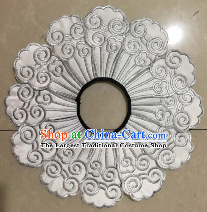 Chinese Traditional Embroidery Shoulder Accessories National White Embroidered Cloud Patch