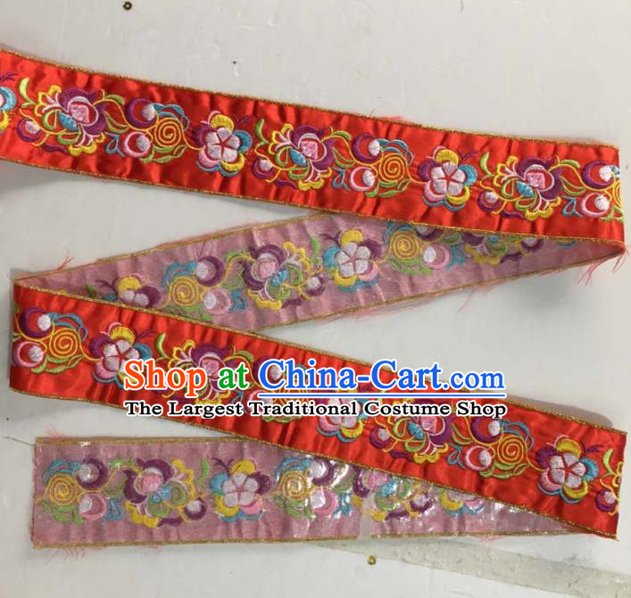 Chinese Traditional National Embroidered Flowers Red Applique Dress Patch Embroidery Cloth Accessories