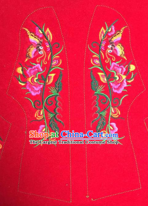 Chinese Traditional National Embroidered Peony Red Applique Dress Patch Embroidery Cloth Accessories