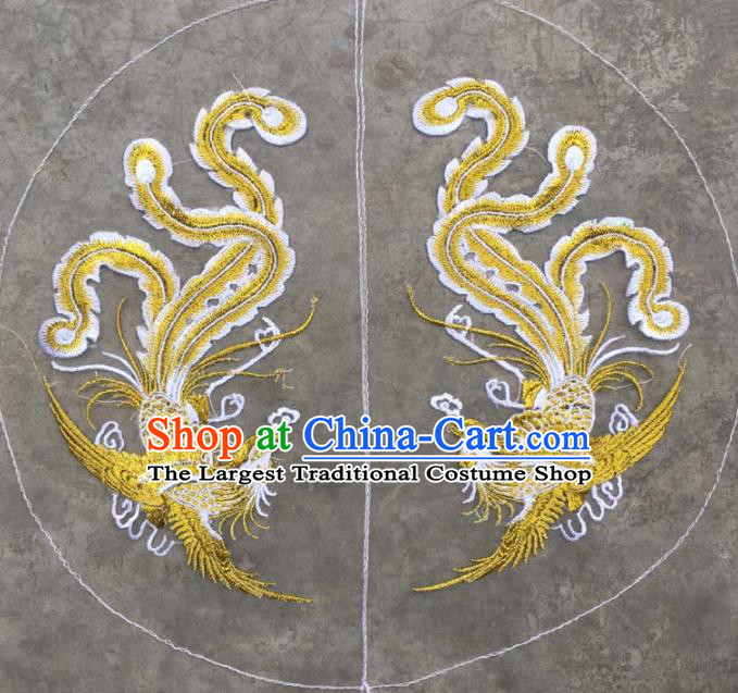 Chinese Traditional National Embroidered Double Phoenix Applique Dress Patch Embroidery Cloth Accessories