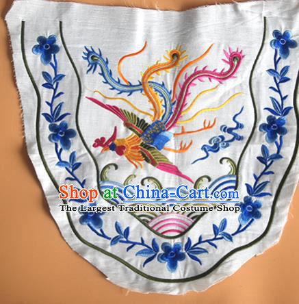 Chinese Traditional Embroidered Phoenix White Applique National Dress Patch Embroidery Cloth Accessories