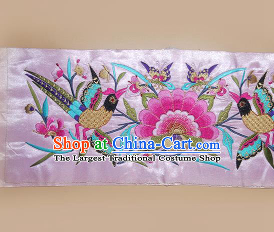 Chinese Traditional Embroidered Phoenix Peony Pink Applique National Dress Patch Embroidery Cloth Accessories