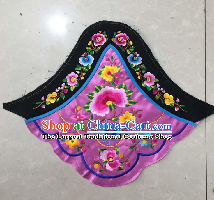 Chinese Traditional Embroidered Peony Purple Stomachers Applique National Dress Patch Embroidery Cloth Accessories