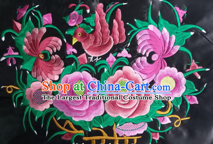 Chinese Traditional Embroidered Pink Chrysanthemum Peony Applique National Dress Patch Embroidery Cloth Accessories