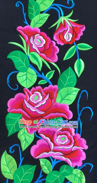 Chinese Traditional Embroidered Rosy Peony Applique National Dress Patch Embroidery Cloth Accessories