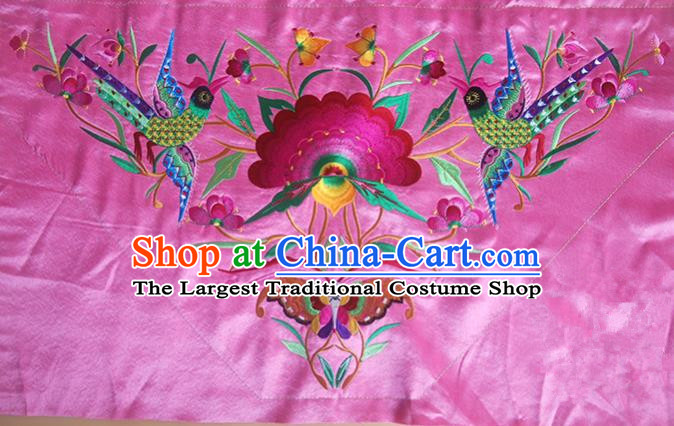 Chinese Traditional National Embroidered Phoenix Peony Pink Applique Dress Patch Embroidery Cloth Accessories