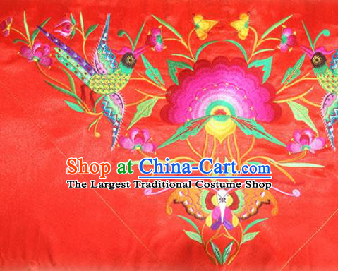 Chinese Traditional National Embroidered Phoenix Peony Red Applique Dress Patch Embroidery Cloth Accessories