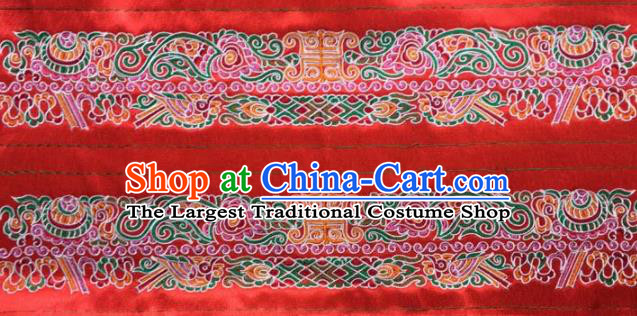 Chinese Traditional Embroidered Red Applique National Dress Patch Embroidery Cloth Accessories