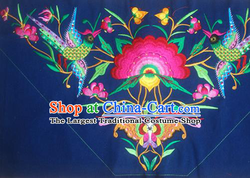 Chinese Traditional National Embroidered Phoenix Peony Navy Applique Dress Patch Embroidery Cloth Accessories