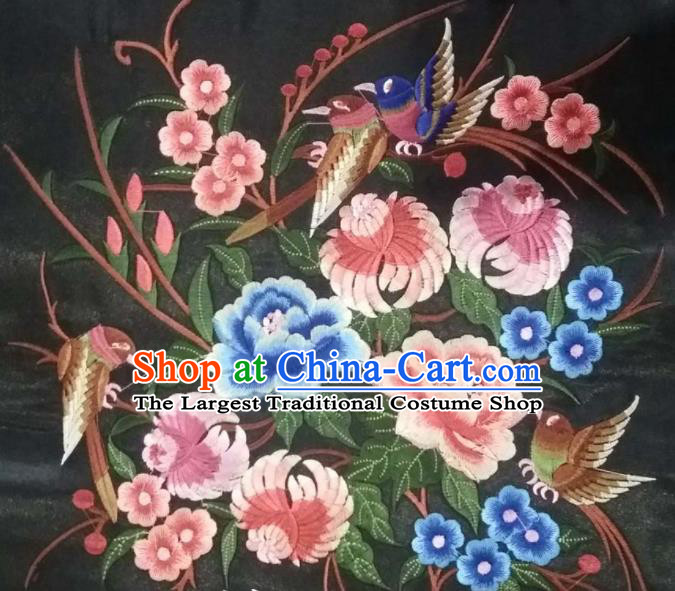 Chinese Traditional Embroidered Pink Peony Chrysanthemum Plum Applique National Dress Patch Embroidery Cloth Accessories