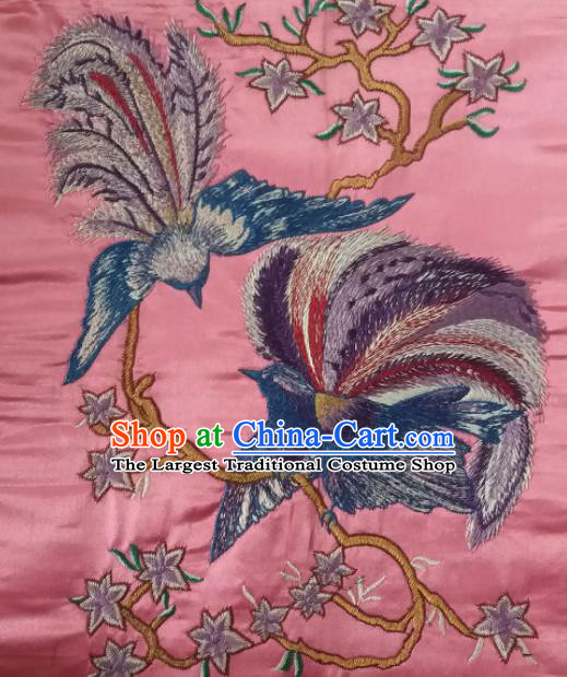 Chinese Traditional Embroidered Birds Pink Applique National Dress Patch Embroidery Cloth Accessories
