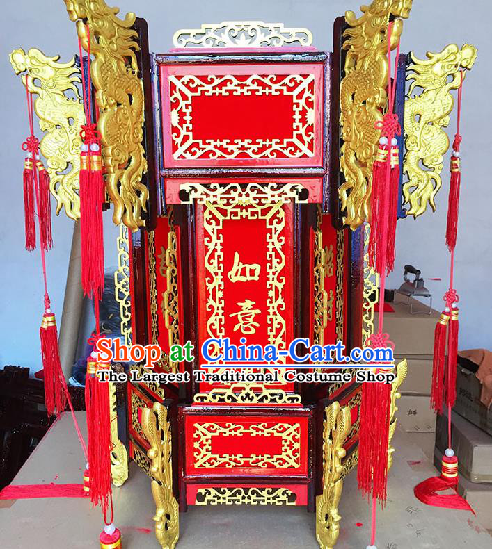 Chinese Traditional New Year Wood Red Palace Lantern Asian Handmade Lantern Ancient Lamp