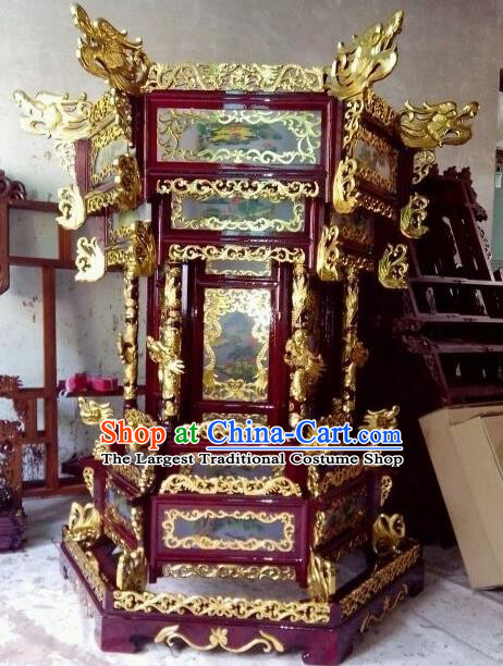 Chinese Traditional Handmade Carving Dragons Wood Palace Lantern Asian New Year Lantern Ancient Ceiling Lamp
