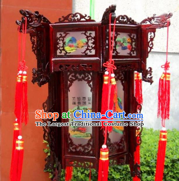 Chinese Traditional Handmade Printing Palace Lantern Asian New Year Lantern Ancient Ceiling Lamp