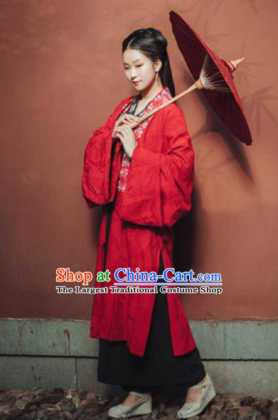 Traditional Chinese Song Dynasty Nobility Lady Red Hanfu Dress Ancient Royal Princess Historical Costumes for Women