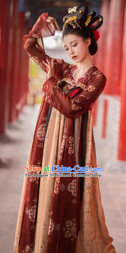 Traditional Chinese Tang Dynasty Court Dancer Replica Costumes Ancient Imperial Consort Hanfu Dress for Women