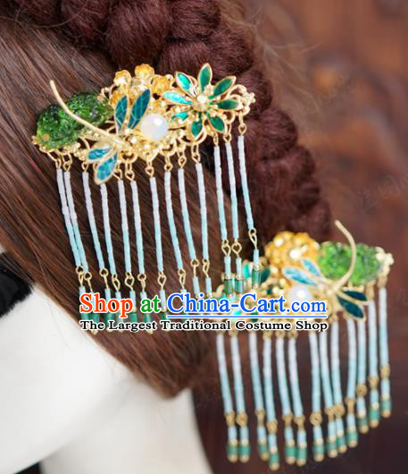 Traditional Chinese Ancient Bride Dragonfly Tassel Hair Clip Hanfu Court Queen Hairpins Handmade Hair Accessories for Women