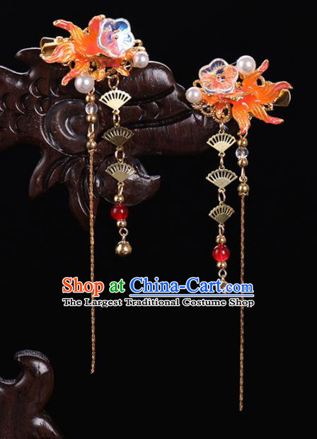 Traditional Chinese Ancient Hanfu Goldfish Tassel Hair Claws Court Queen Hairpins Handmade Hair Accessories for Women