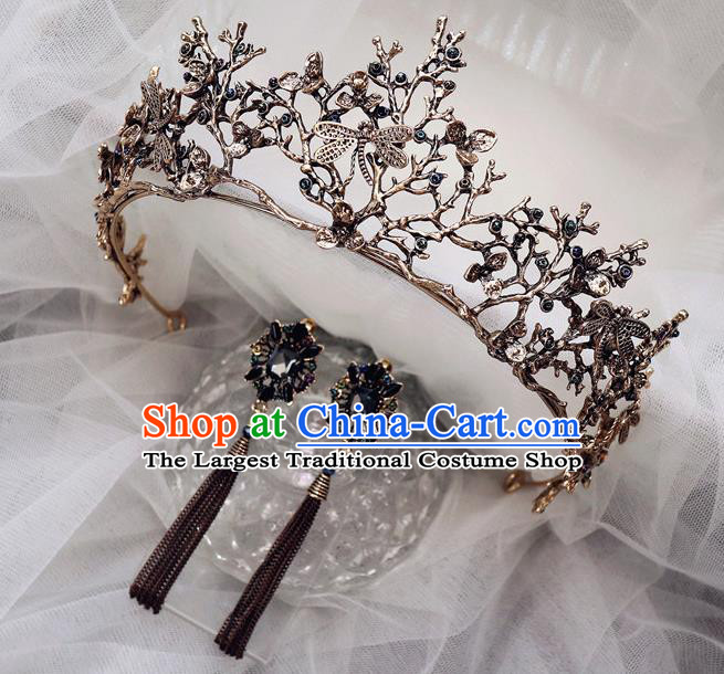 Handmade Baroque Princess Dragonfly Royal Crown Children Hair Accessories for Kids