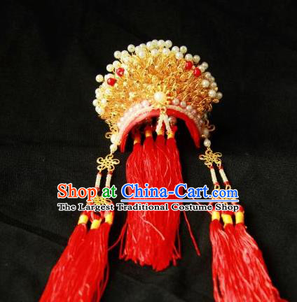 Traditional Chinese Handmade Beijing Opera Golden Phoenix Coronet Ancient Princess Hairpins Hair Accessories for Women