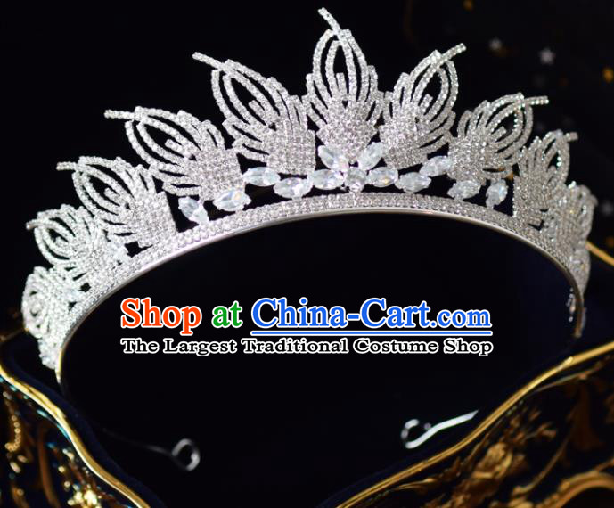 Handmade Baroque Princess Zircon Royal Crown Bride Wedding Hair Accessories for Women