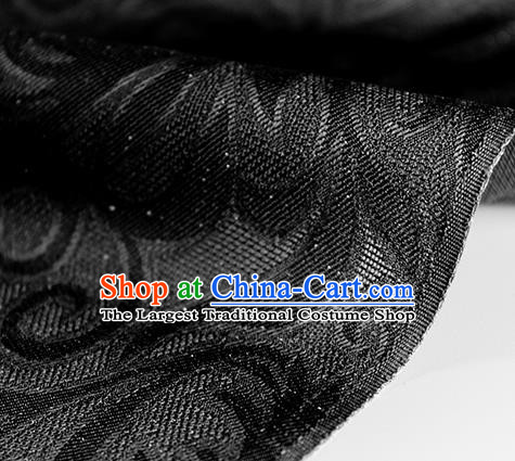 Traditional Chinese Classical Ombre Flowers Pattern Black Silk Fabric Ancient Hanfu Dress Silk Cloth
